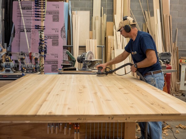 carpenter sands panel made from cedar boards