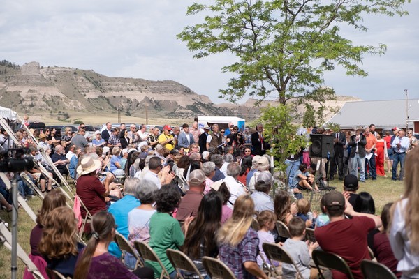 A crowd of hundreds of people. The governor of Nebraska among them.