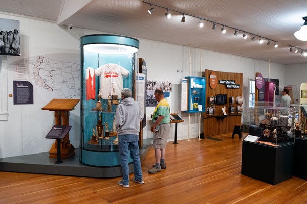 Displays ranging from a pulpit to sports uniforms and trophies