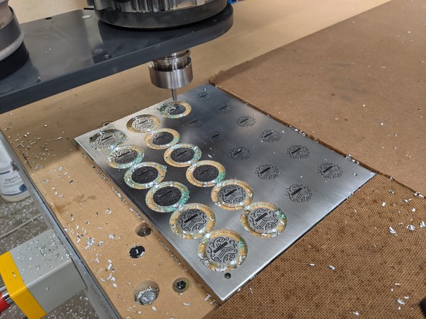 Circular profiles being cut out of the aluminum plate