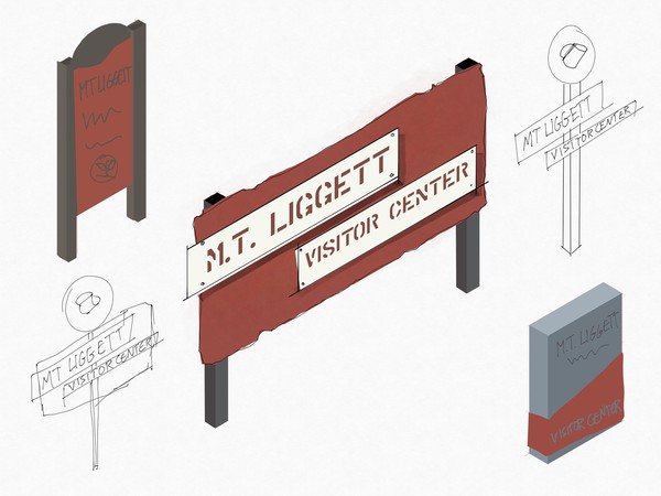 sketches of several variations of outdoor signs